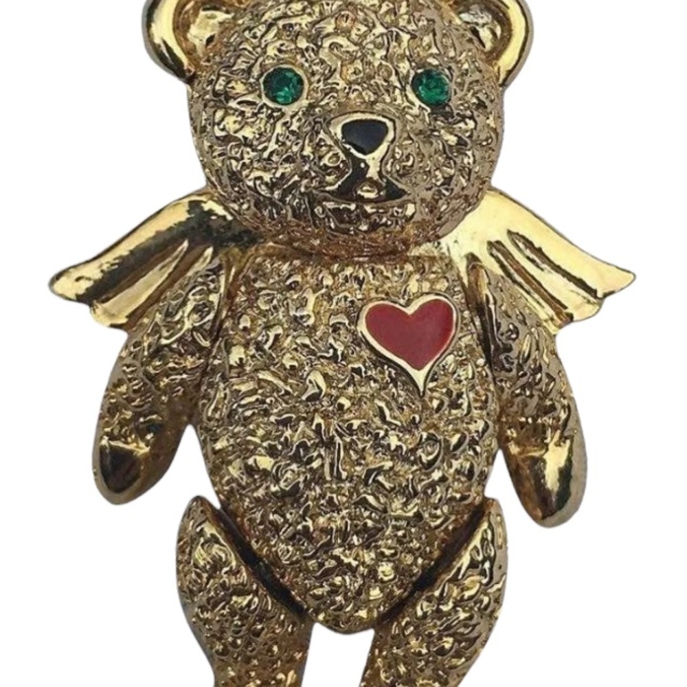 Batya Teddy Bear 🧸 articulating brooch pin pendant figurine Vintage - Picture 2 of 4